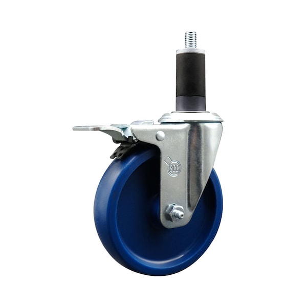 5'' Solid Poly Swivel 1-1/4'' Expanding Stem Caster Total Lock Brake